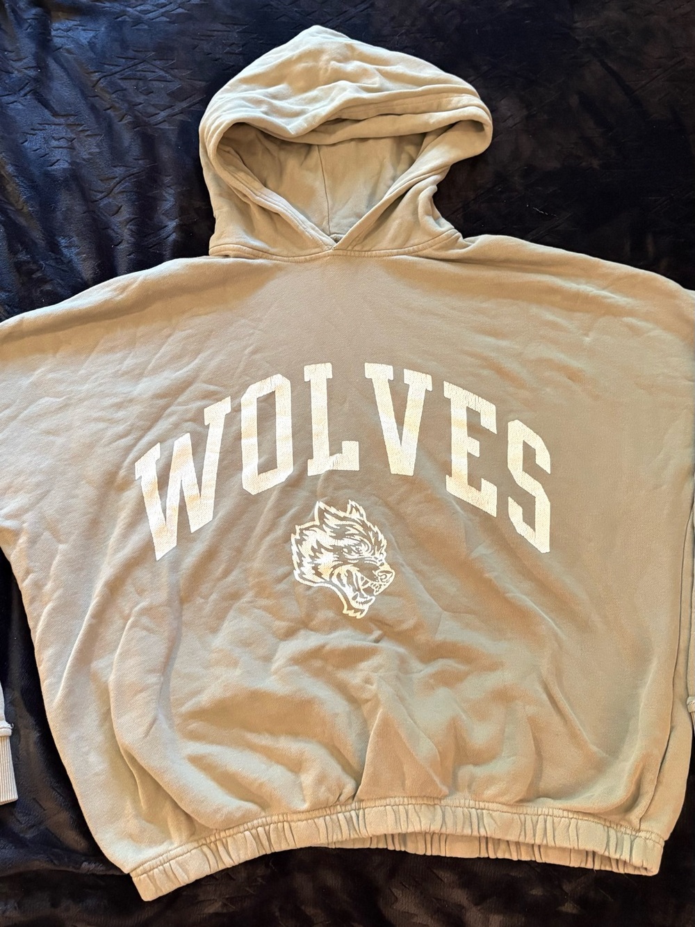 WOLVES Graphic Hoodie in Light Beige